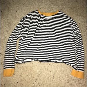 *SOLD*black and white striped cropped top